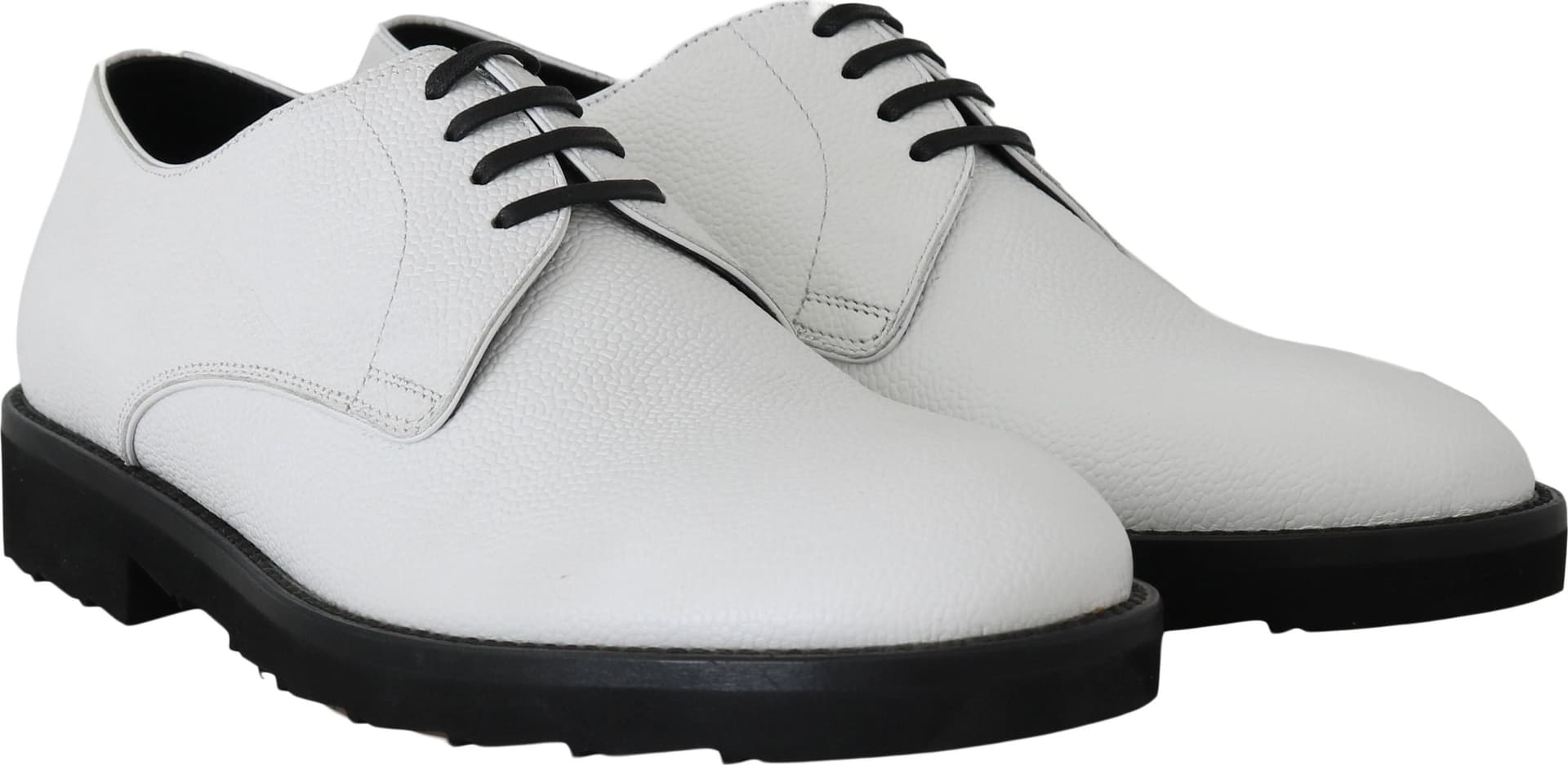 White Leather Derby Dress Formal Shoes - 3