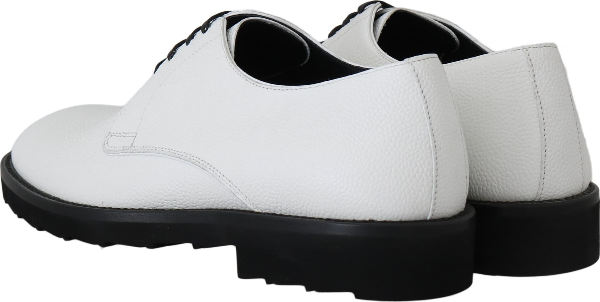 White Leather Derby Dress Formal Shoes - 4