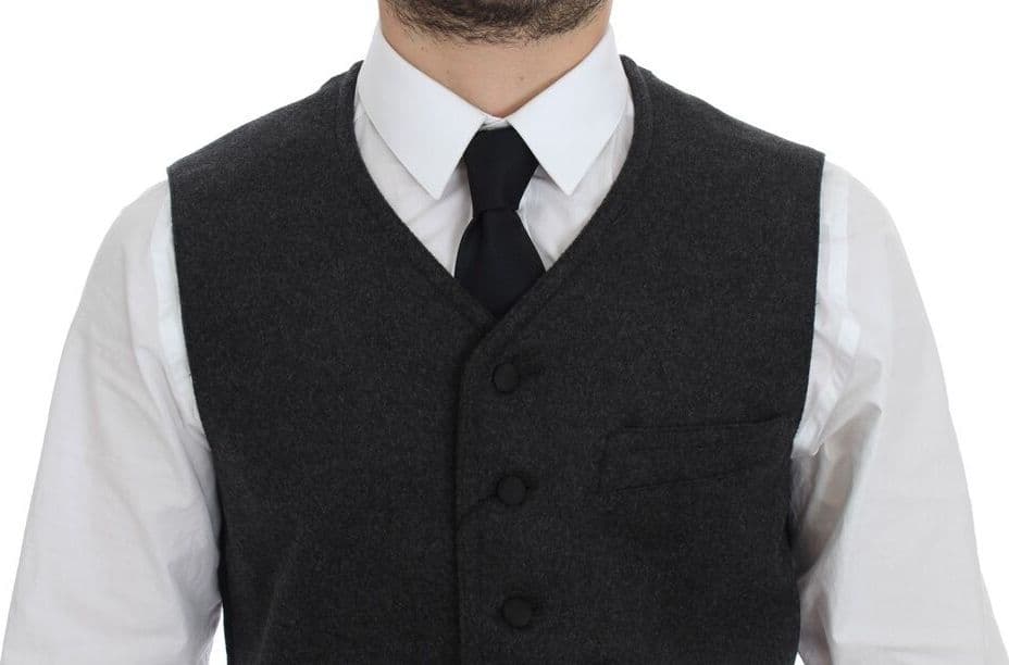 Gray Wool Blend Logo Vest Gilet Weste - 5