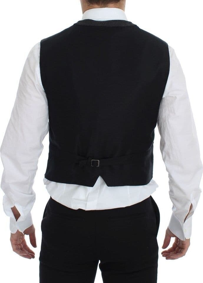 Gray Wool Blend Logo Vest Gilet Weste - 6