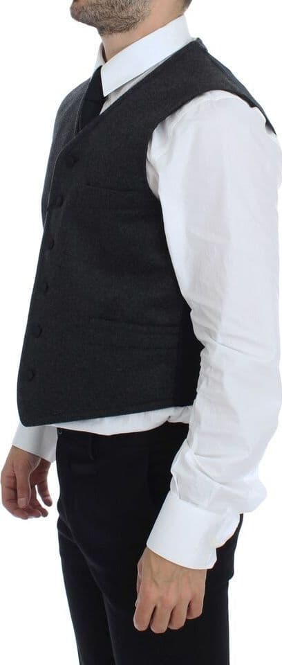 Gray Wool Blend Logo Vest Gilet Weste - 7
