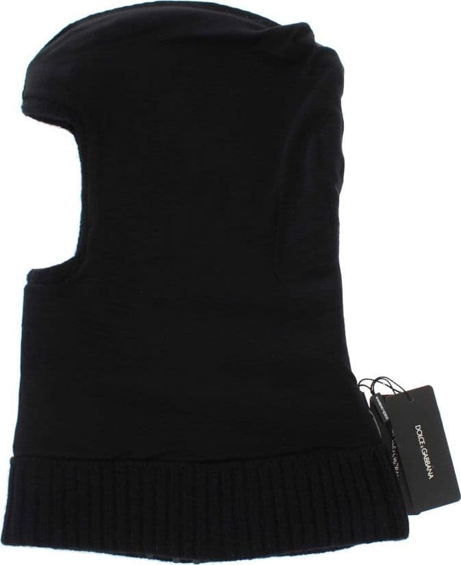 Black Knitted Sequin Hood Scarf Hat - 5