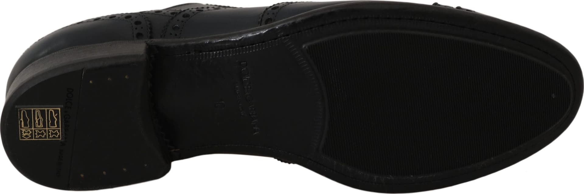 Dark Blue Leather Wingtip Oxford Dress Shoes - 5