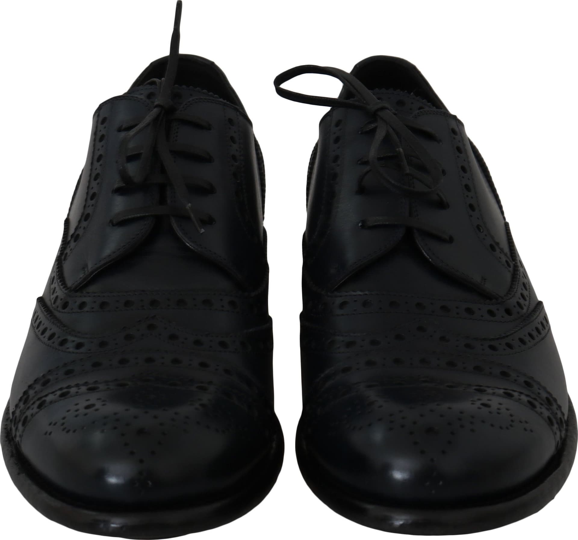 Dark Blue Leather Wingtip Oxford Dress Shoes - 7