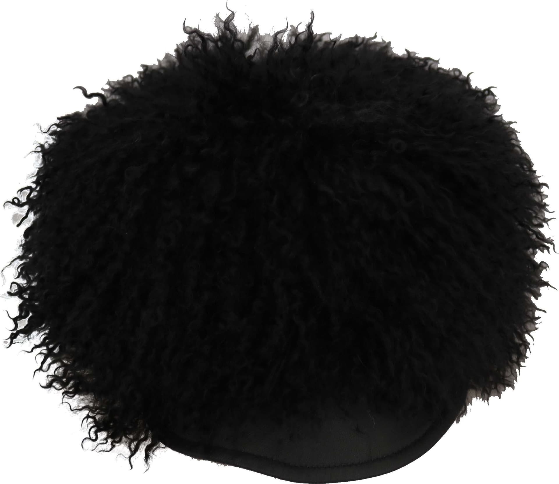 Black Tibet Lamb Fur Leather Gatsby Hat - 2