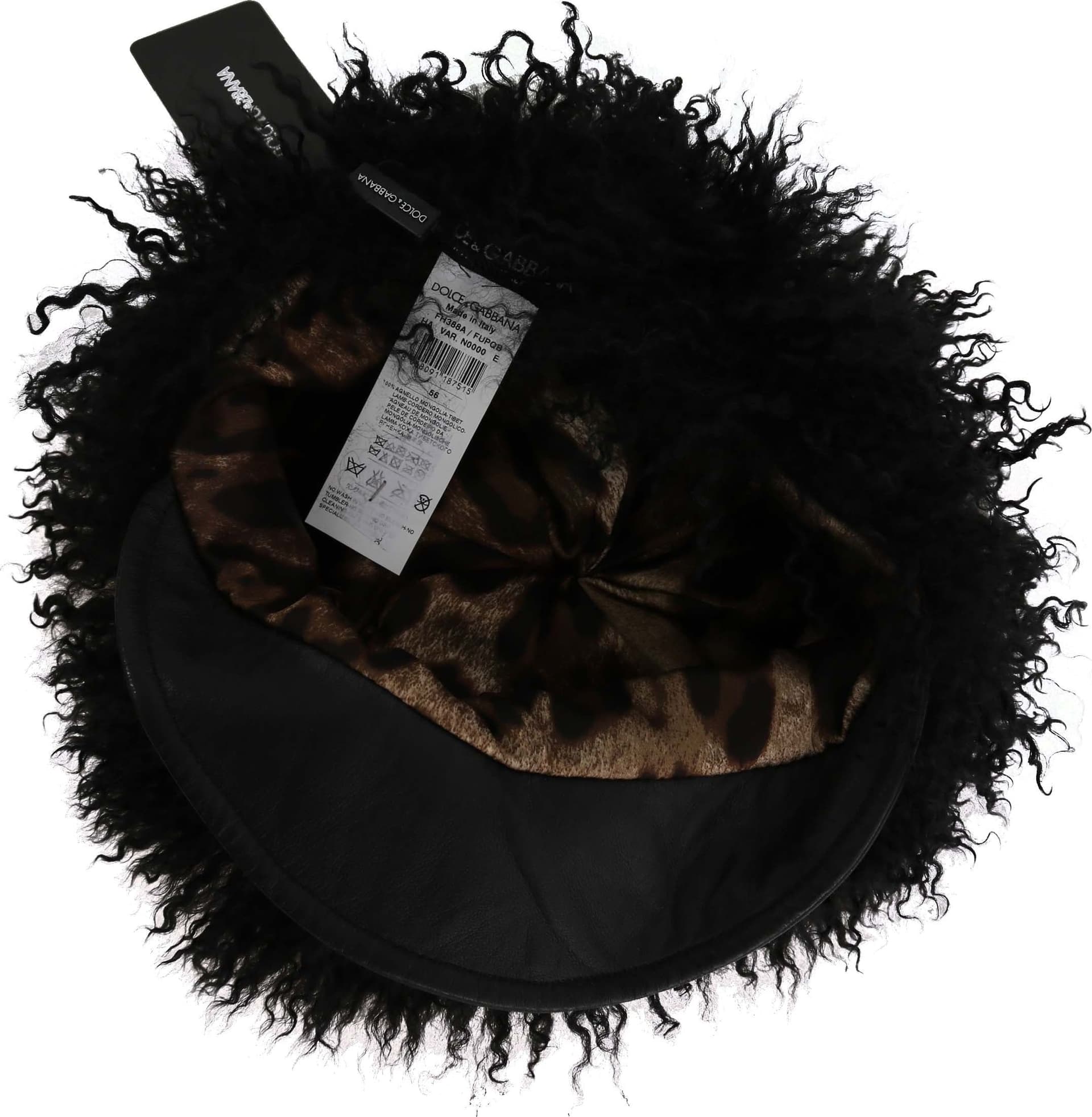 Black Tibet Lamb Fur Leather Gatsby Hat - 3