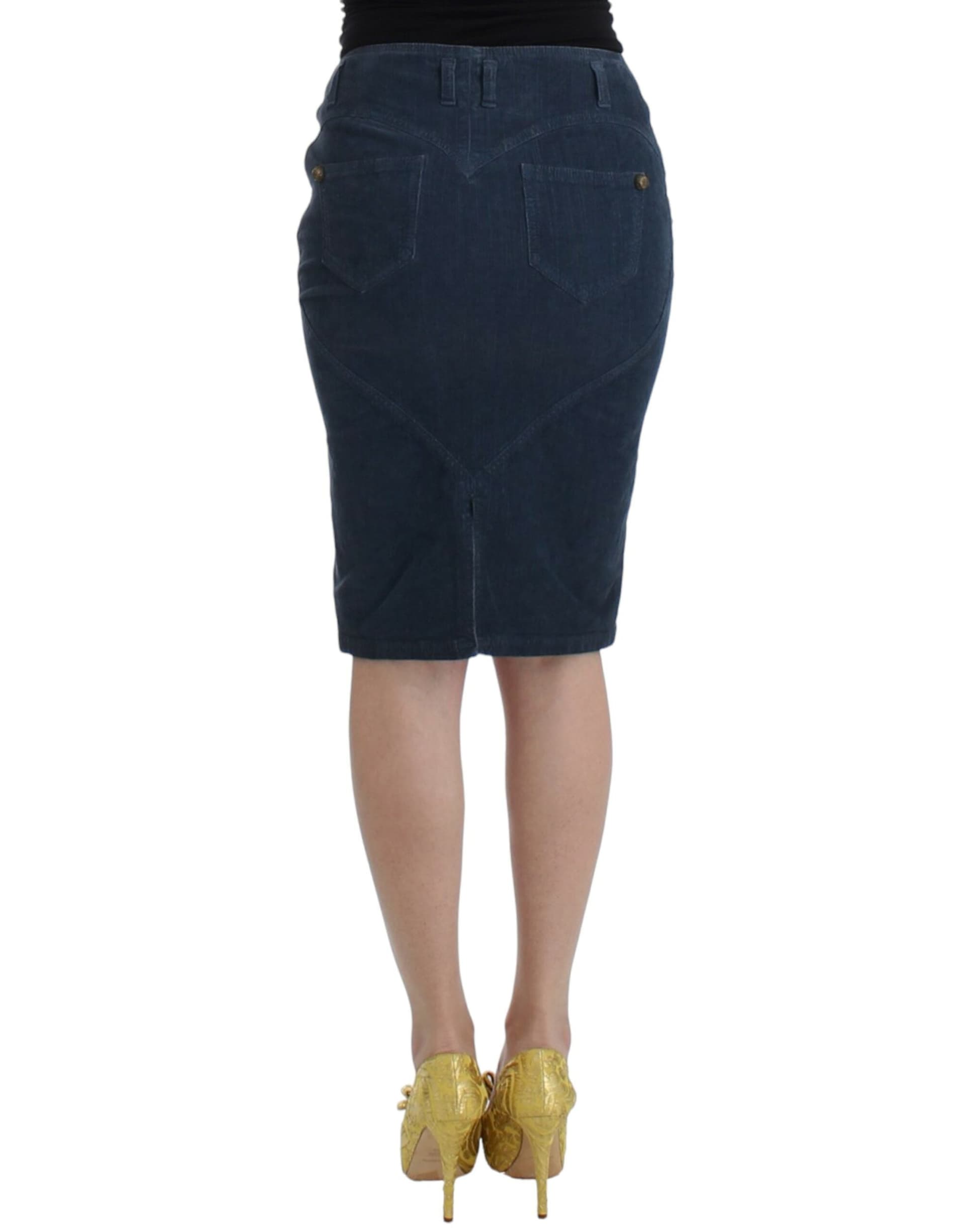Blue corduroy pencil skirt - 3