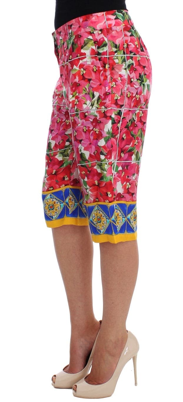 Multicolor Floral Knee Capris Shorts Pants - 2