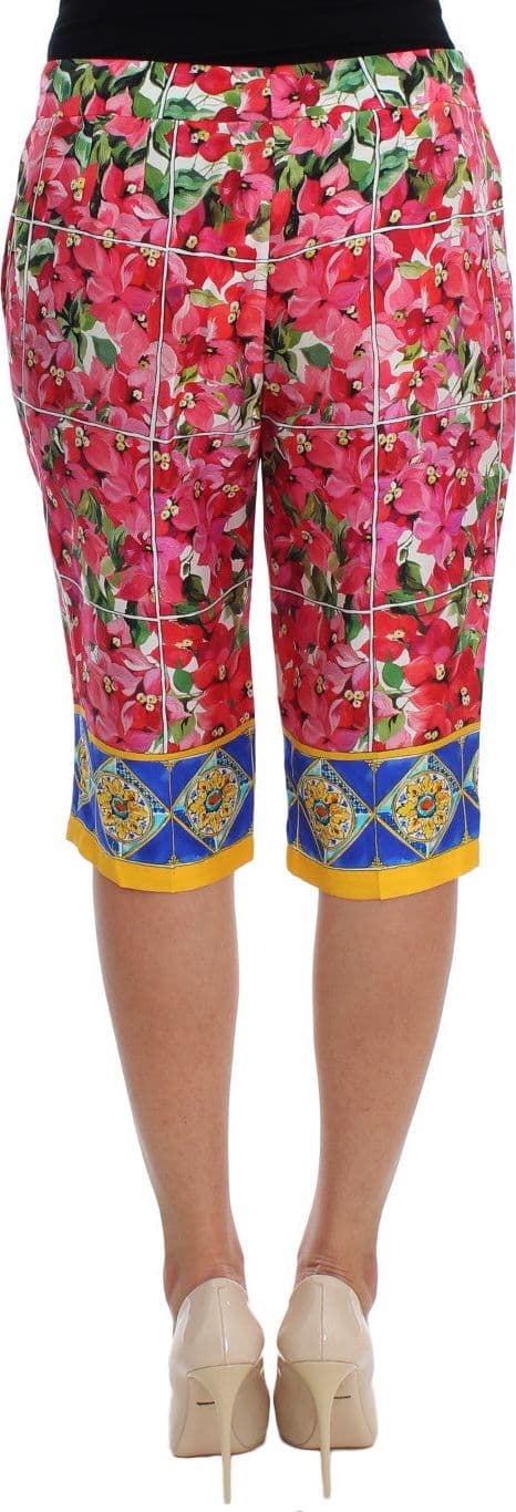 Multicolor Floral Knee Capris Shorts Pants - 3