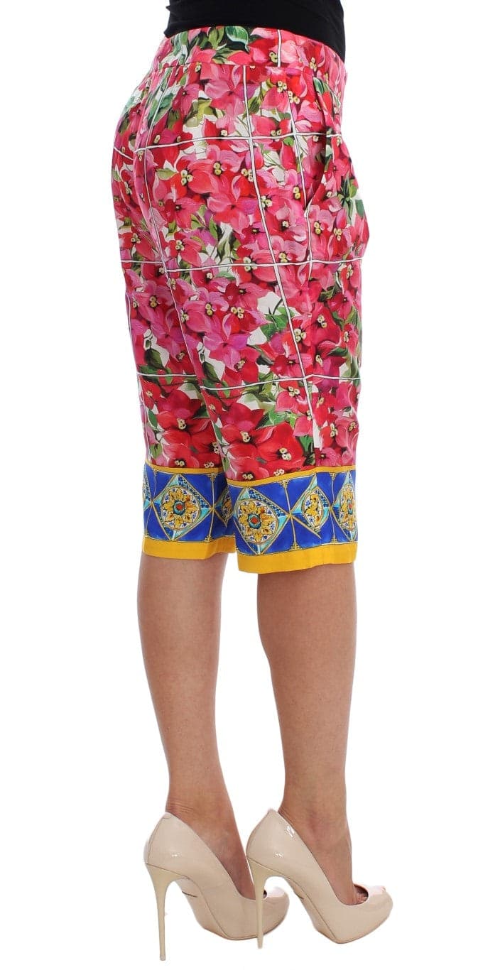Multicolor Floral Knee Capris Shorts Pants - 4