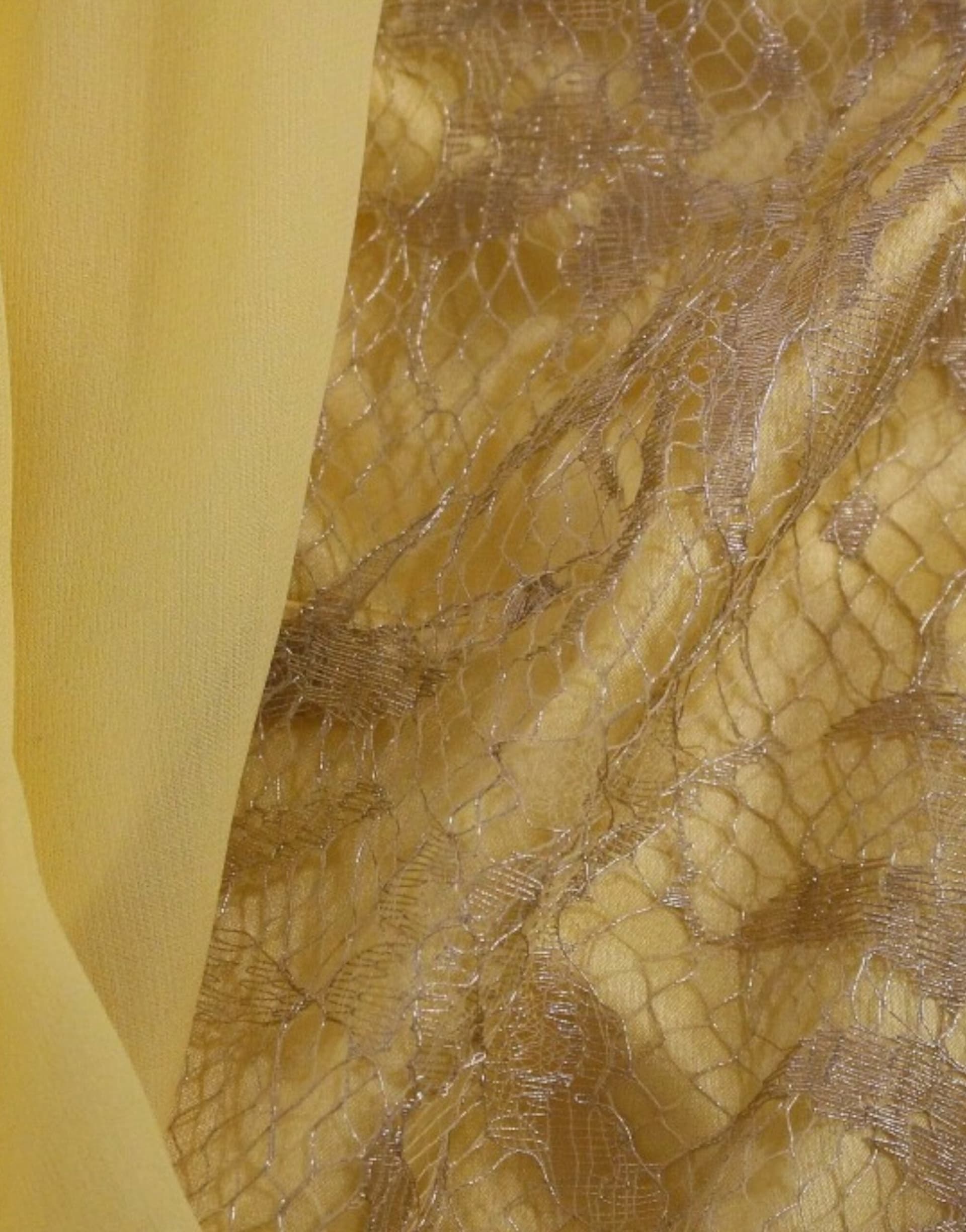 Yellow lace crystal mini dress - 7