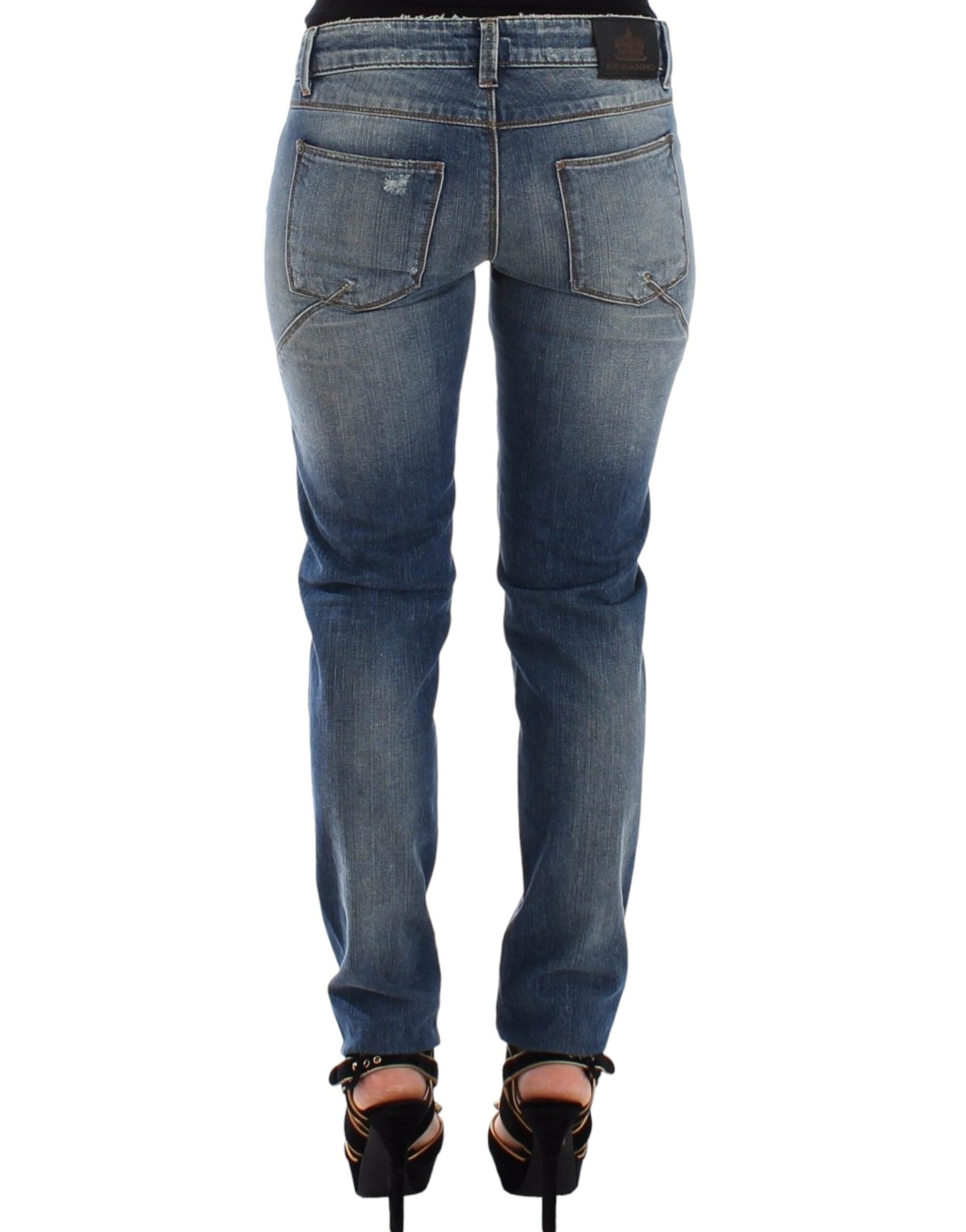 Blue Slim Jeans Denim Pants Straight Stretch - 3
