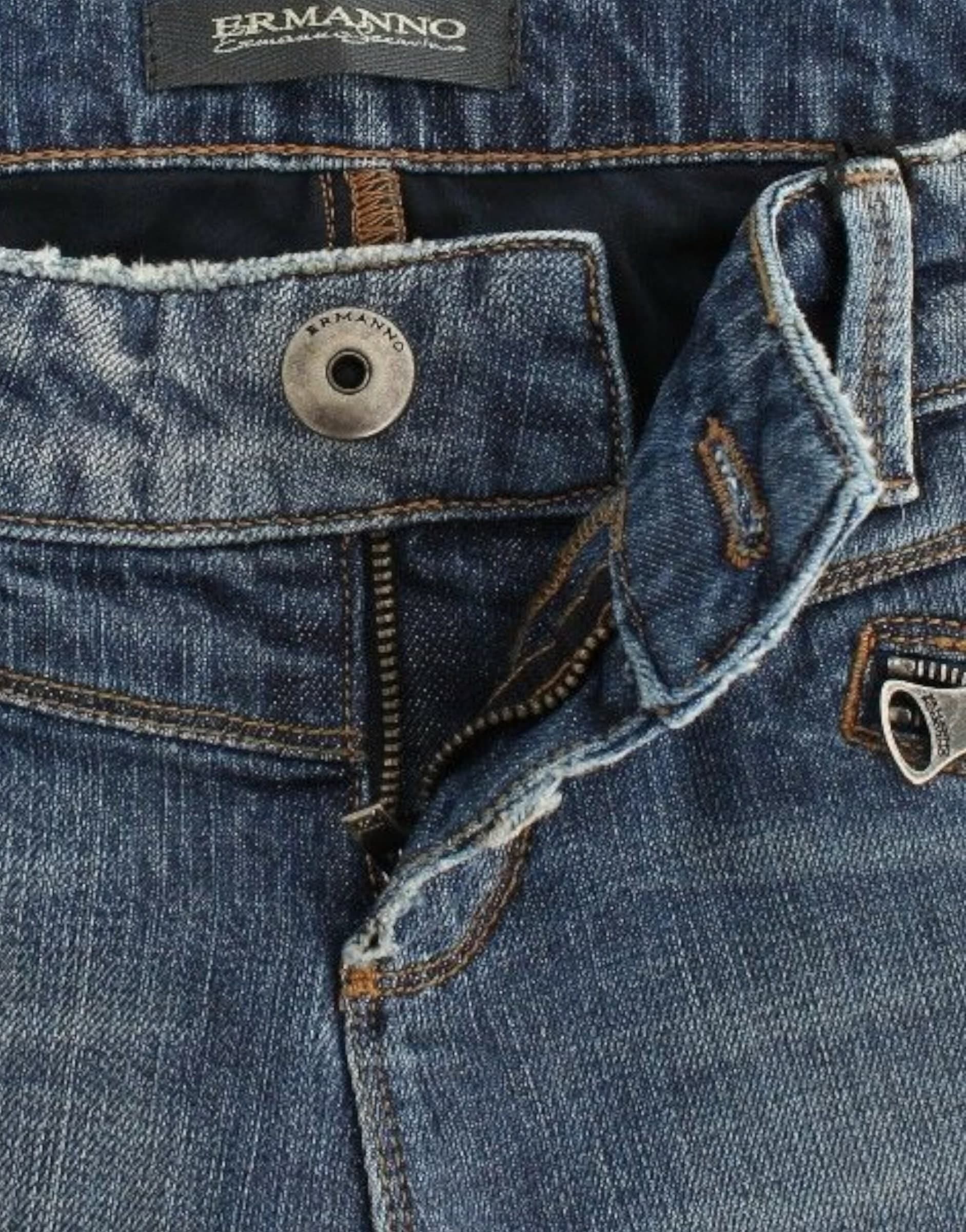 Blue Slim Jeans Denim Pants Straight Stretch - 5