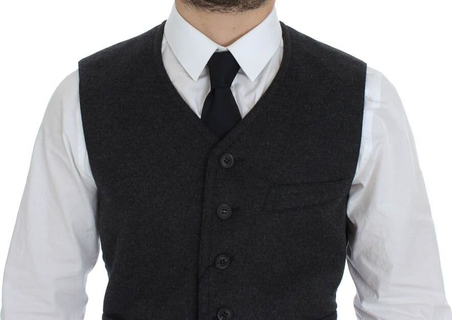 Gray Wool Blend Vest Gilet Weste - 5