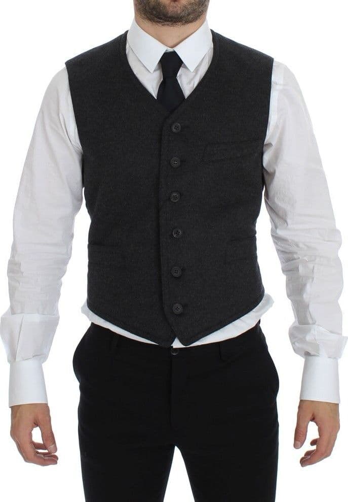 Gray Wool Blend Vest Gilet Weste - 8