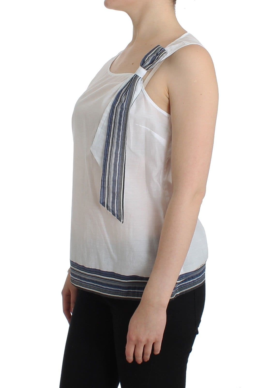 White Blue Top Blouse Tank Shirt Sleeveless - 2