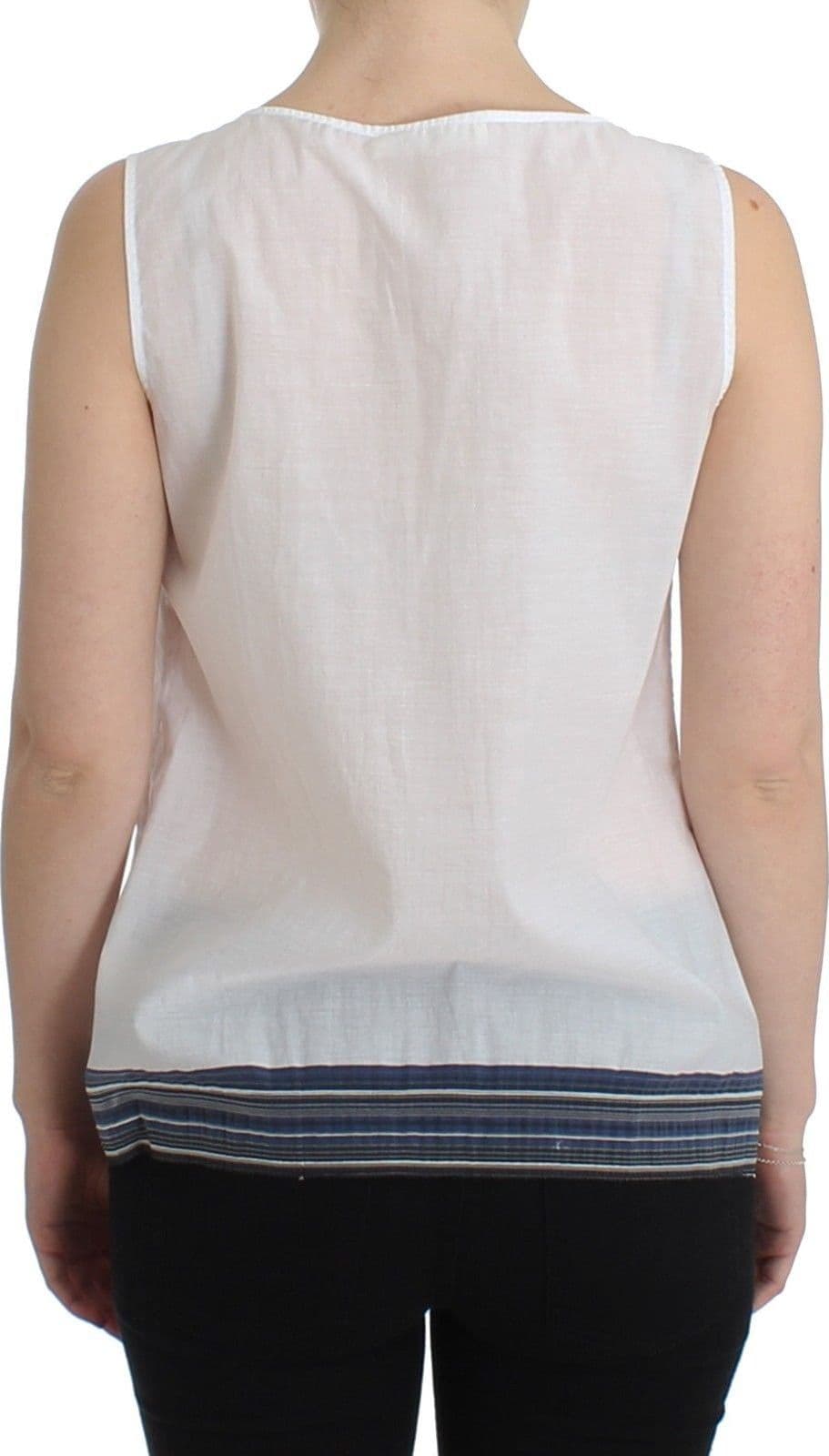 White Blue Top Blouse Tank Shirt Sleeveless - 3
