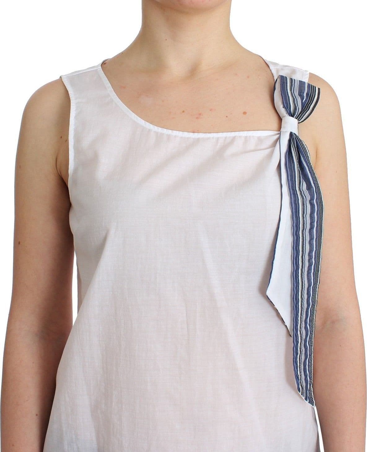 White Blue Top Blouse Tank Shirt Sleeveless - 5