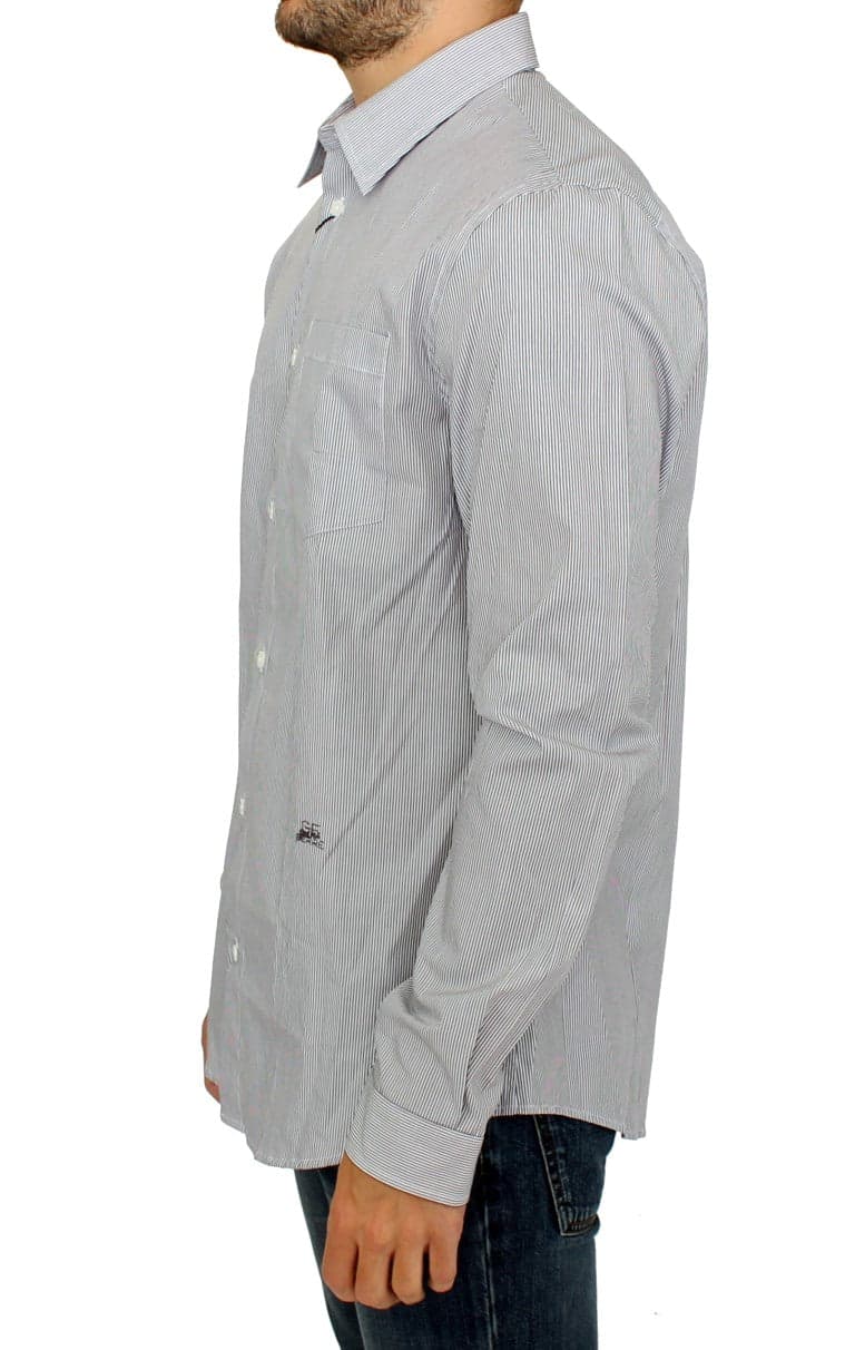 Gray Striped Cotton Casual Shirt - 2