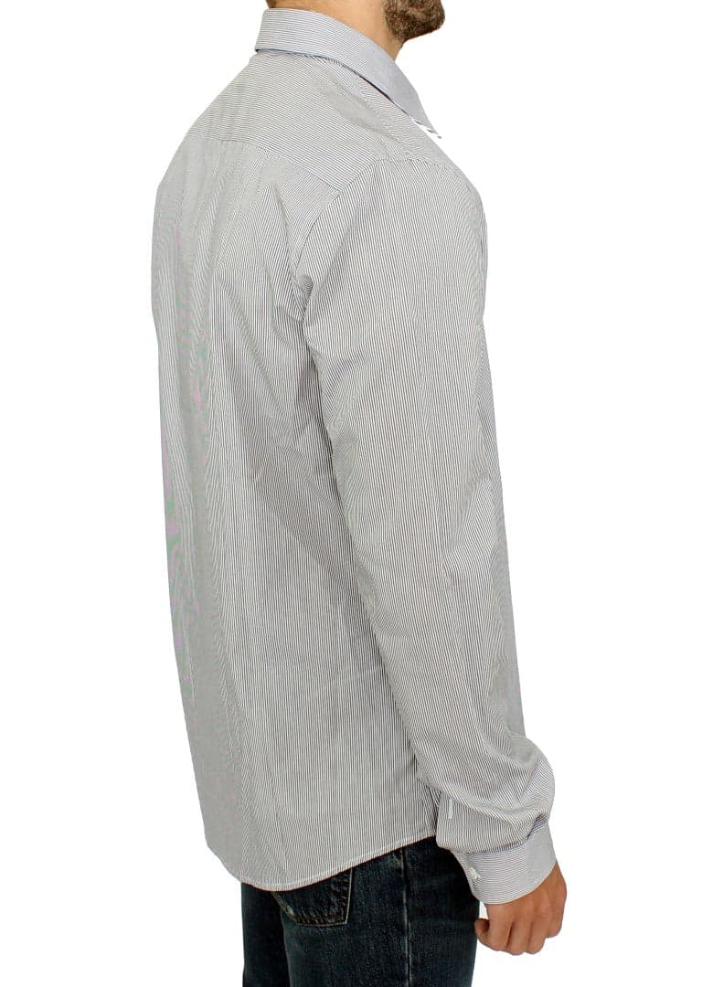 Gray Striped Cotton Casual Shirt - 4