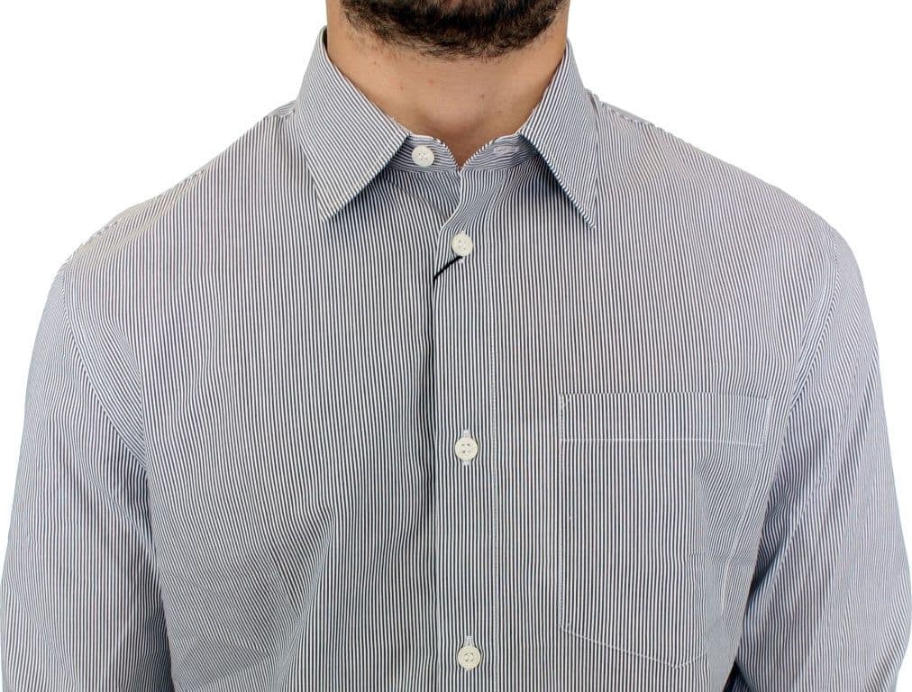 Gray Striped Cotton Casual Shirt - 5