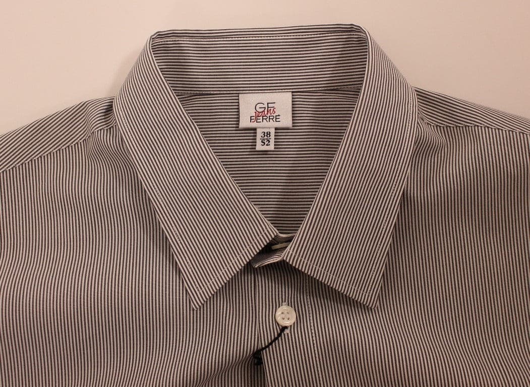 Gray Striped Cotton Casual Shirt - 8