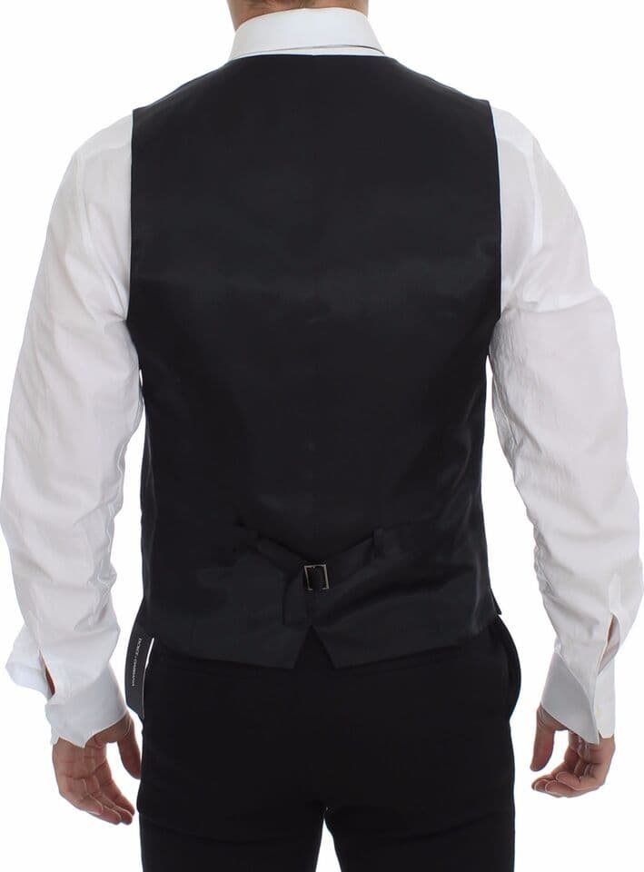 Gray Slim Fit Button Front Dress Formal Vest - 2