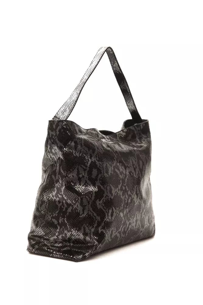 Pompei Donatella Gray Leather Women Shoulder Bag - 2
