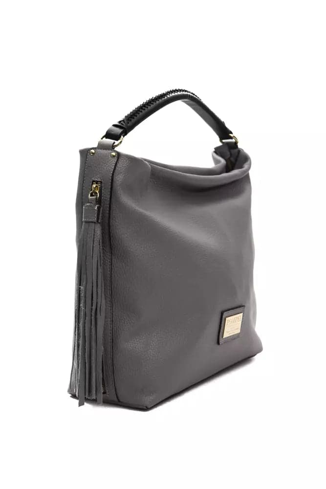 Pompei Donatella Gray Leather Women Shoulder Bag - 2