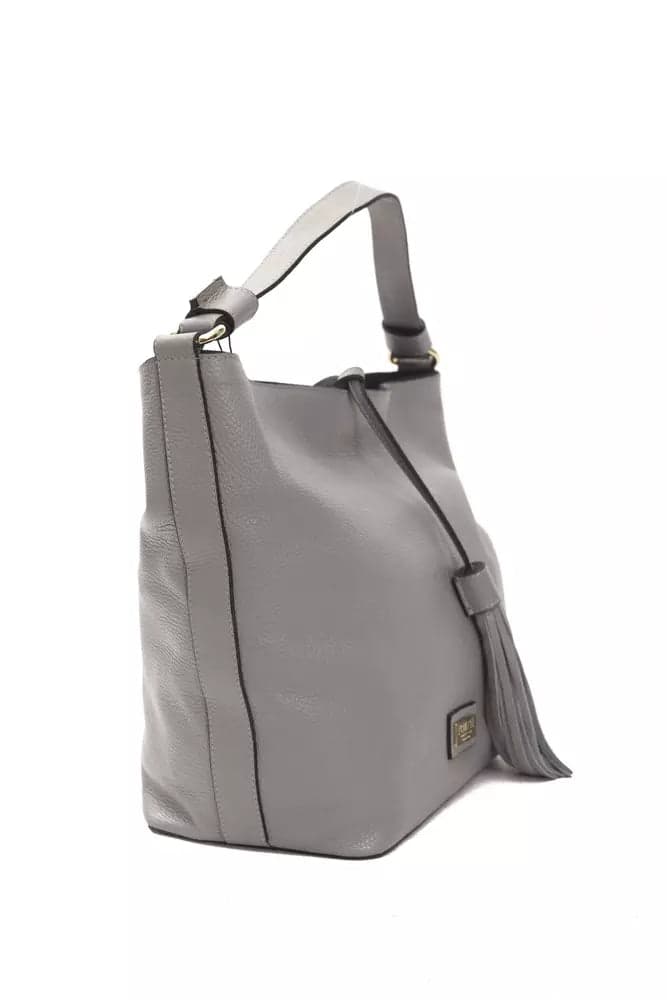 Pompei Donatella Gray Leather Women Shoulder Bag - 2
