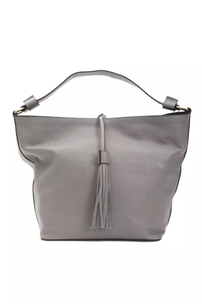 Pompei Donatella Gray Leather Women Shoulder Bag - 3