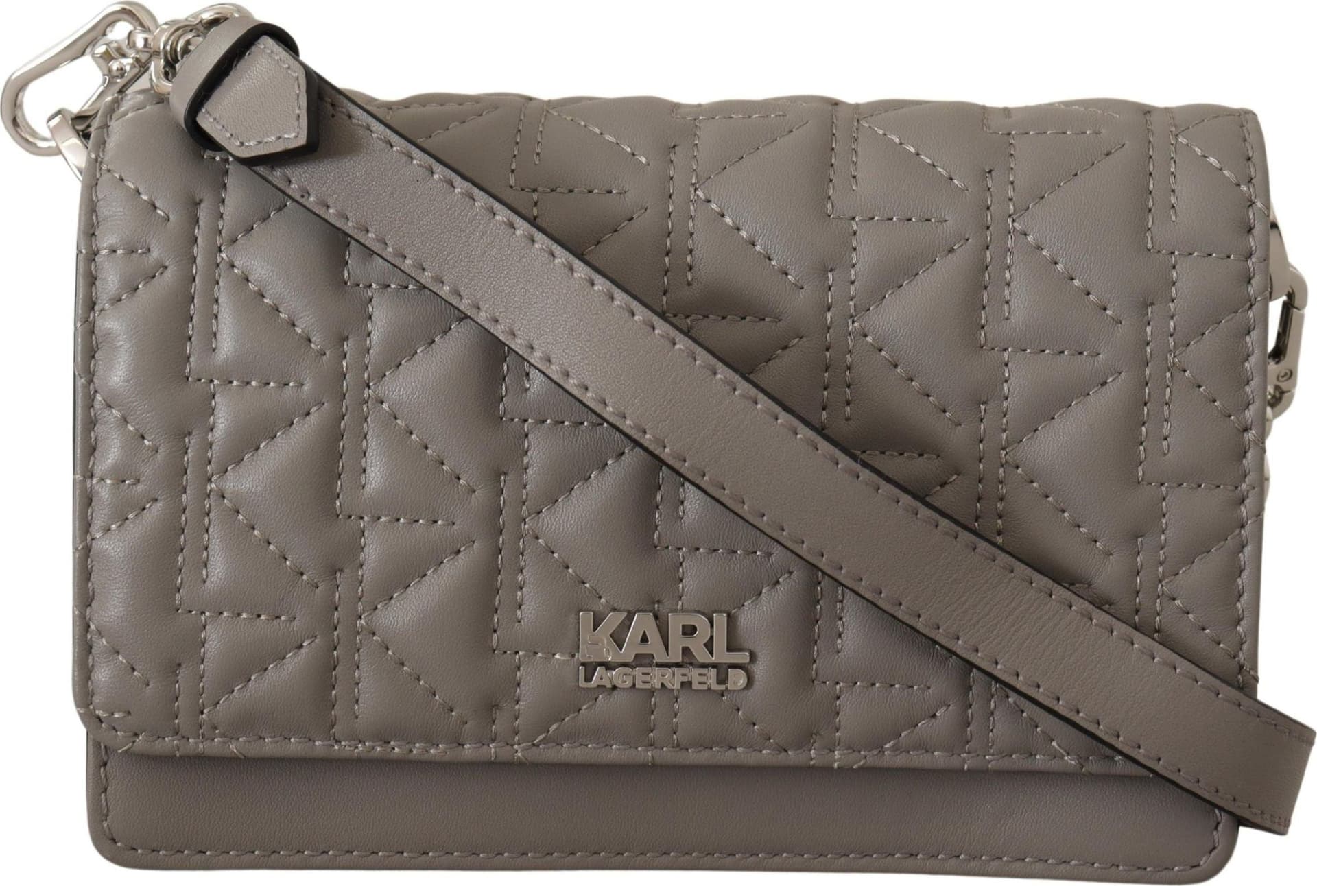 Karl Lagerfeld Light Grey Leather Crossbody Bag - 2