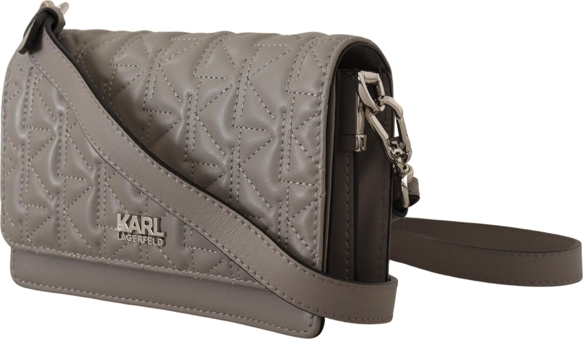 Karl Lagerfeld Light Grey Leather Crossbody Bag - 3