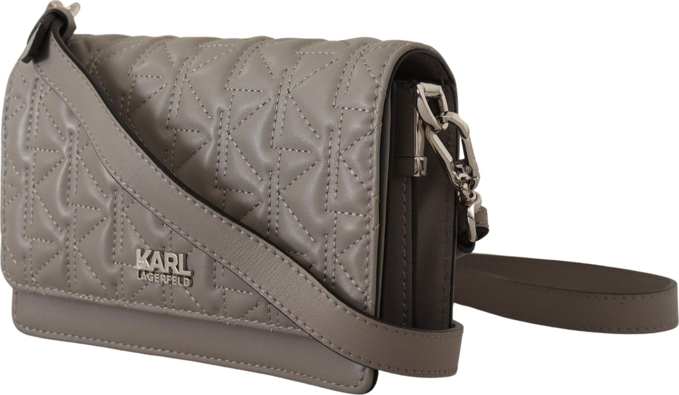 Karl Lagerfeld Light Grey Leather Crossbody Bag - 3