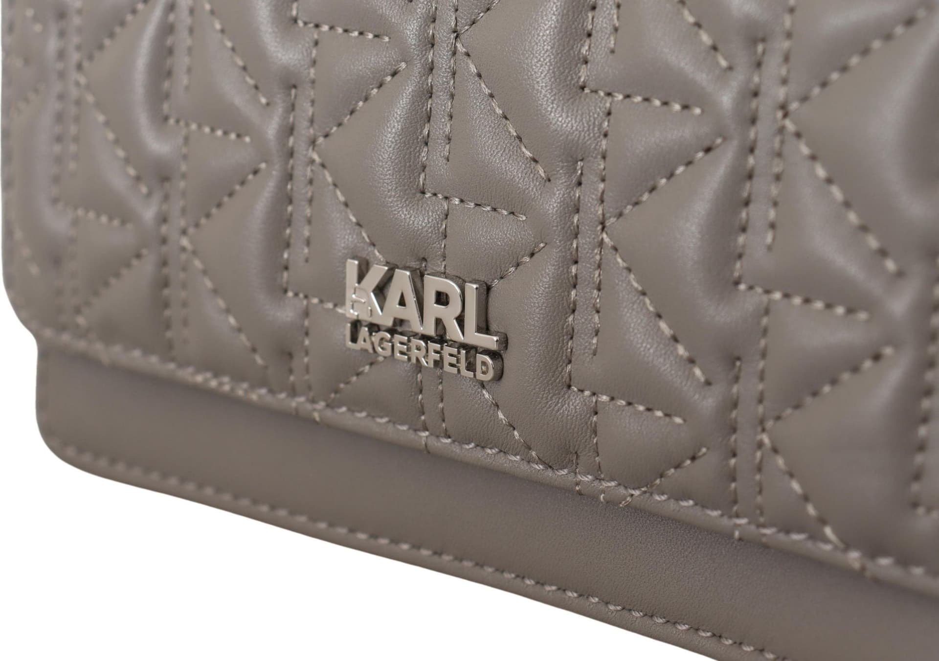 Karl Lagerfeld Light Grey Leather Crossbody Bag - 6