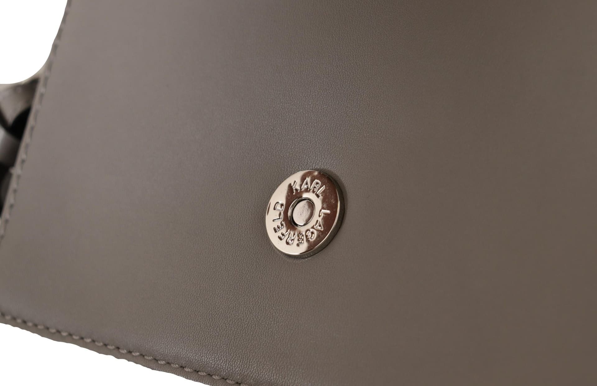 Karl Lagerfeld Light Grey Leather Crossbody Bag - 8