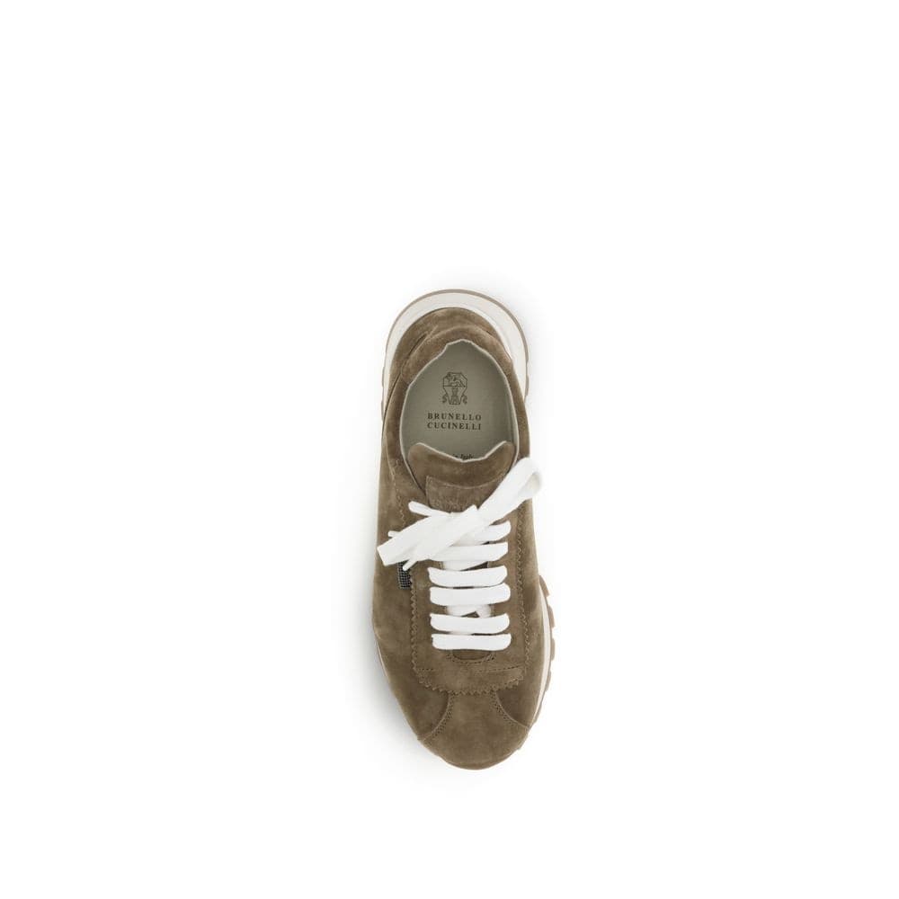 Brunello Cucinelli Brown Calf Leather Bos Taurus Platform Sneakers - 4