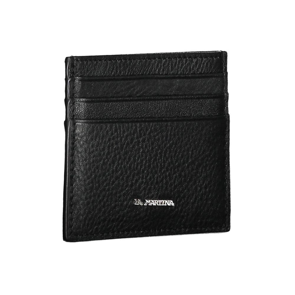 La Martina Black Leather Men Wallet Holder - 3