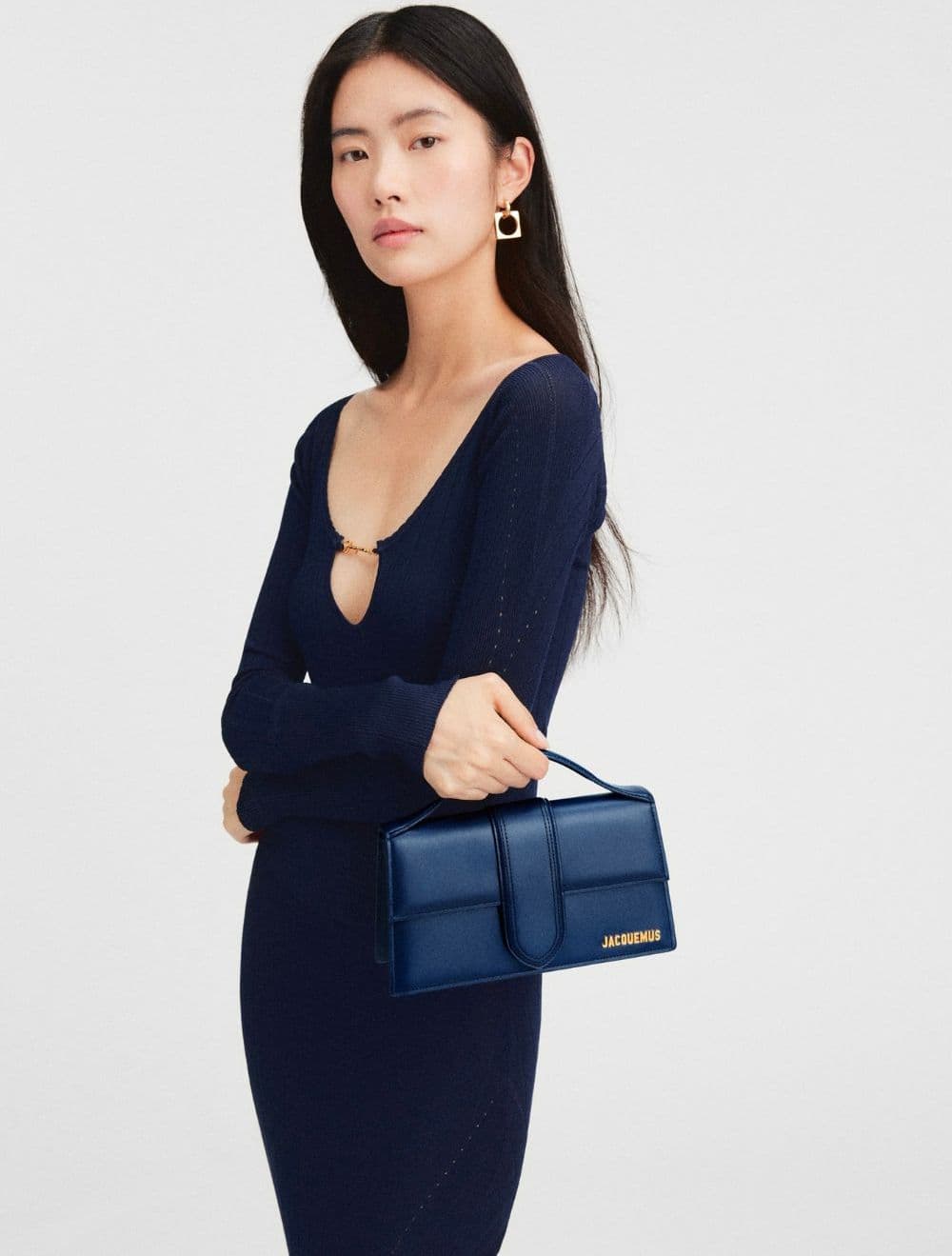 Jacquemus Dark NavyLeather Le Grand Bambino Handbag - 5