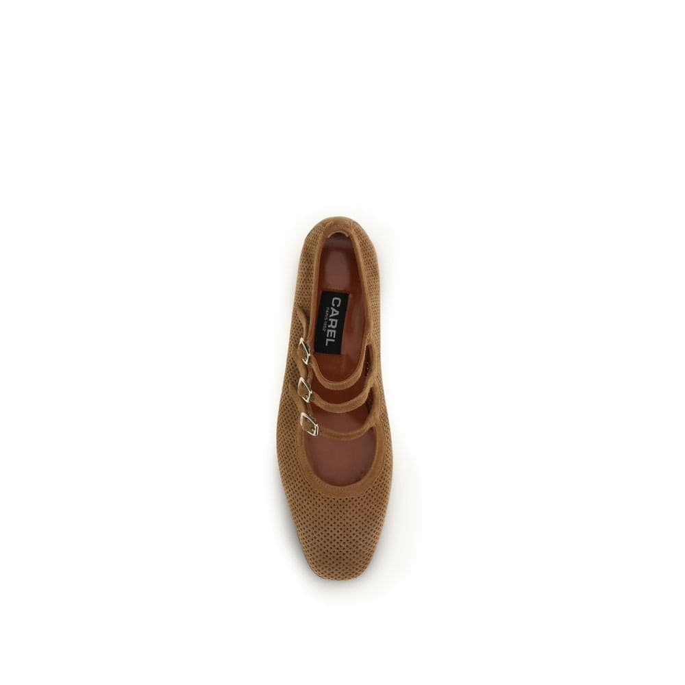 Carel Paris Beige Calf Leather Bos Taurus Ballet Flats - 4