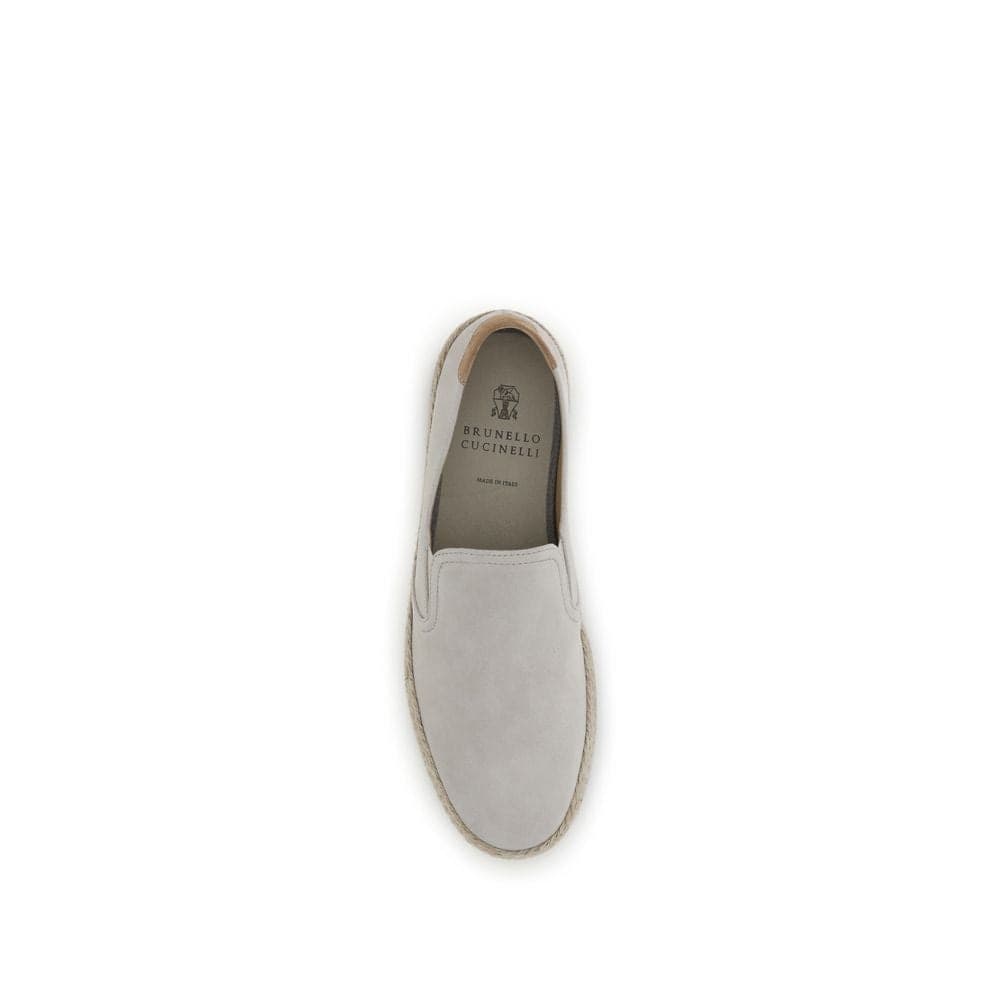 Brunello Cucinelli Gray Calf Leather Bos Taurus Low Top Sneakers - 4