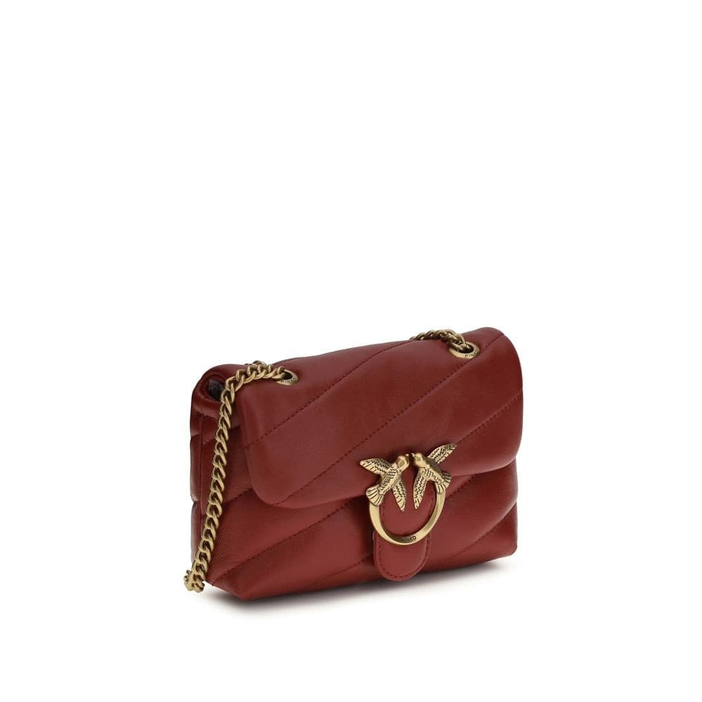 PINKO Bordeaux Calf Leather Bos Taurus Shoulder Bag - 2