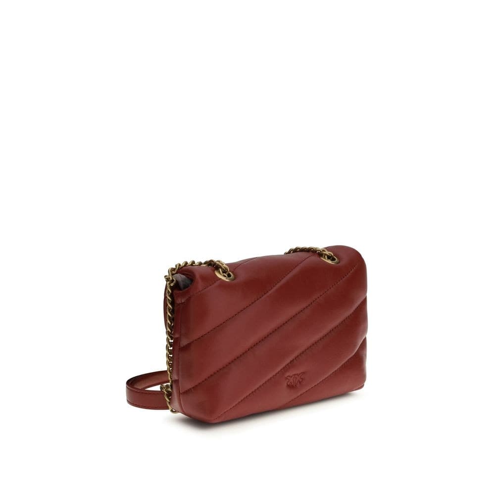 PINKO Bordeaux Calf Leather Bos Taurus Shoulder Bag - 3
