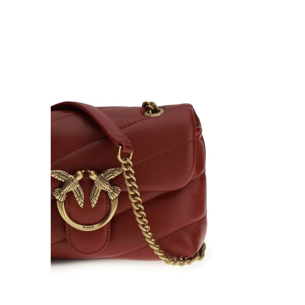 PINKO Bordeaux Calf Leather Bos Taurus Shoulder Bag - 4