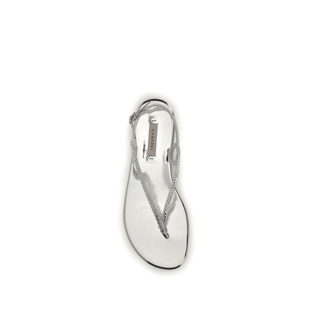 Casadei Silver Calf Leather Bos Taurus Flat Sandals - 4