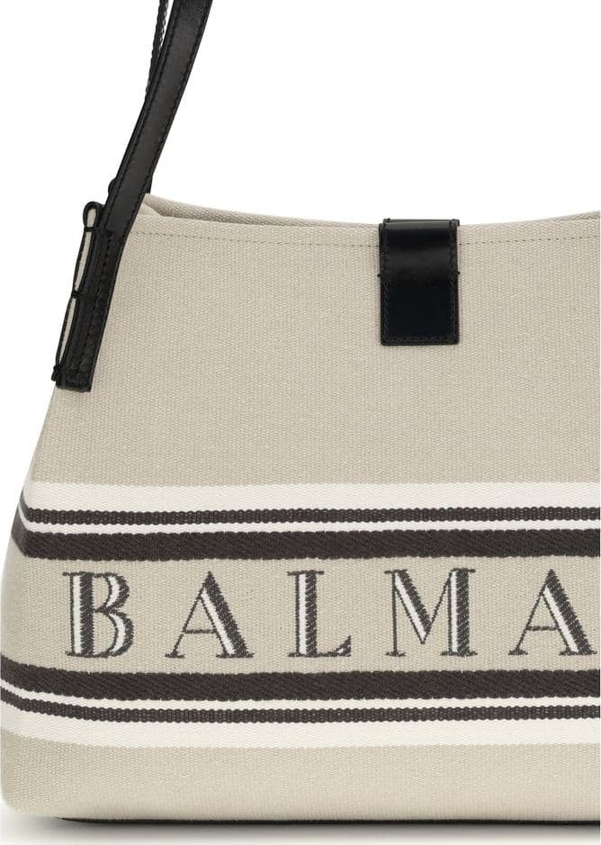Balmain Beige Cotton Shoulder Bag - 4