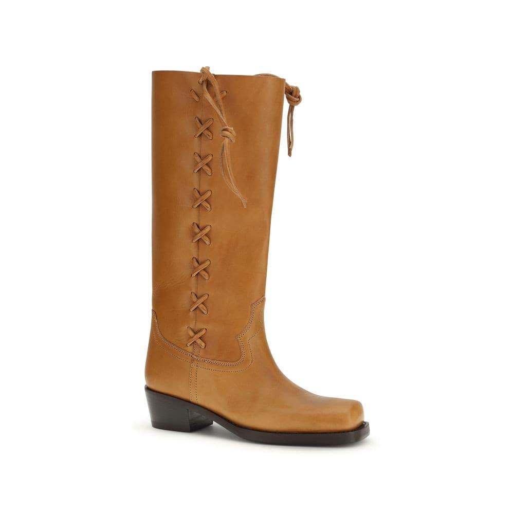 Paris Texas Brown Calf Leather Bos Taurus Lace-Up Boots - 2