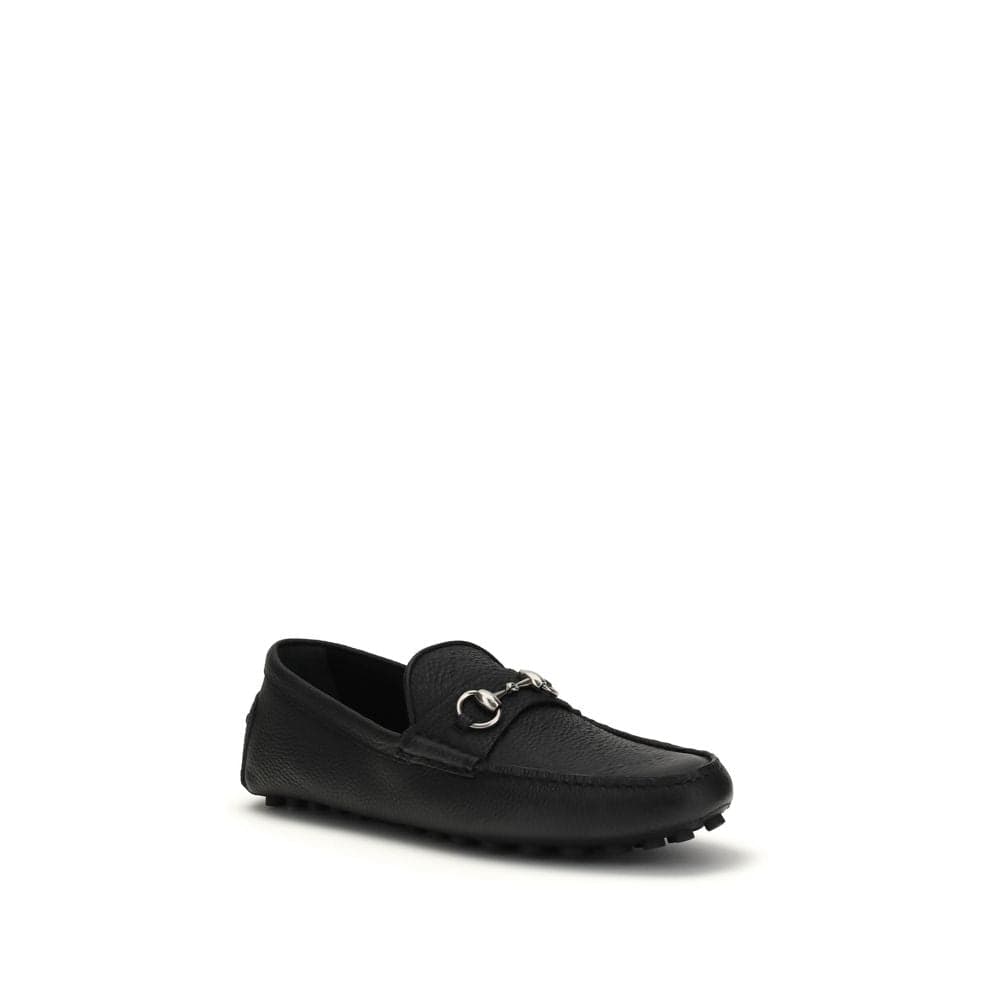 Gucci Black Calf Leather Bos Taurus Slip-On Loafers - 2