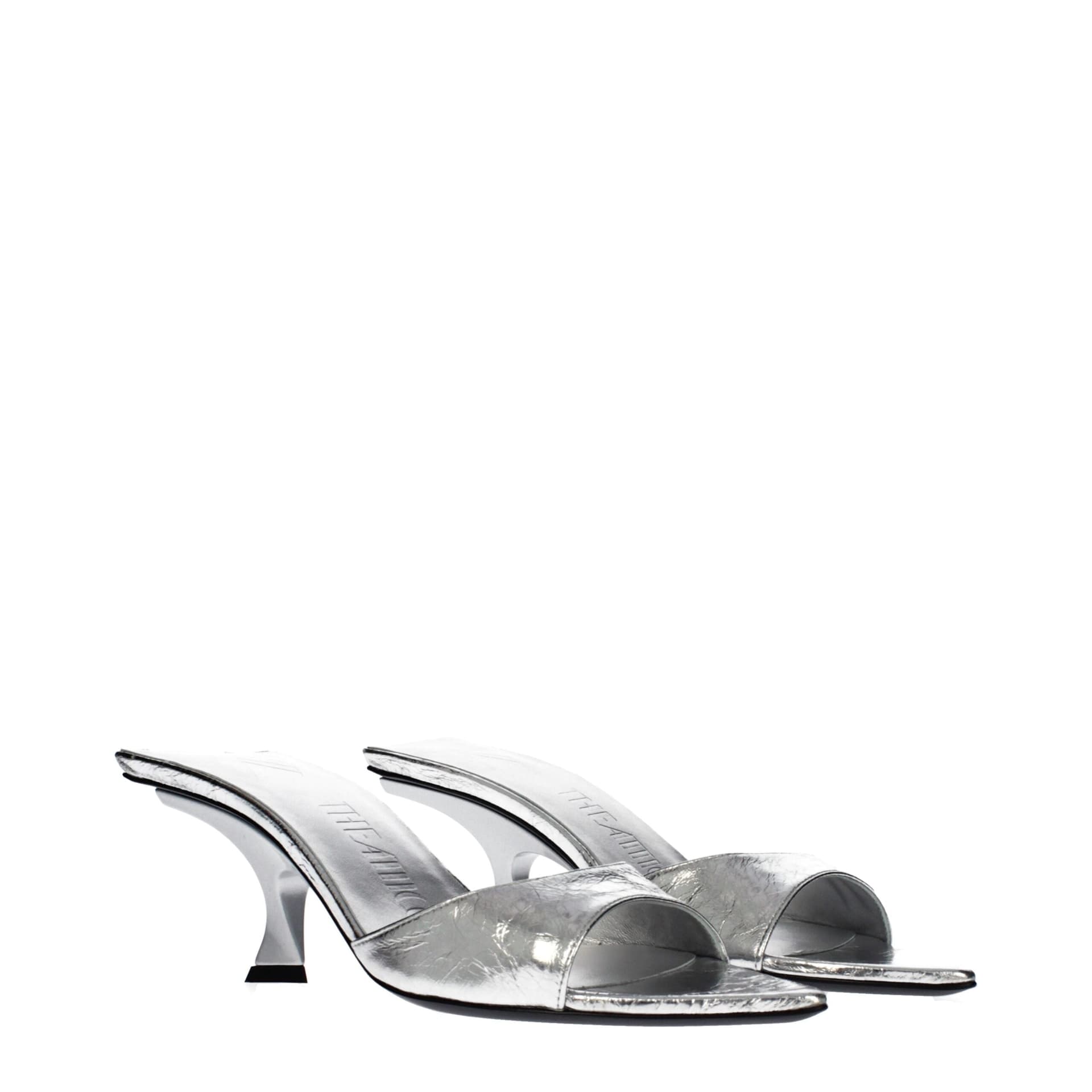 The Attico Gray Leather Flat Sandals - 2