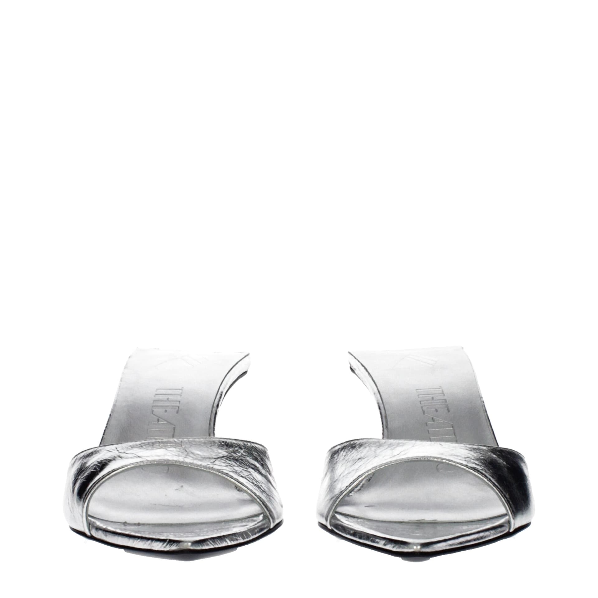 The Attico Gray Leather Flat Sandals - 3